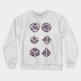 Dark Vampire Blue and Red Gradient Rose Vintage Pattern Silhouette Polyhedral Dice - Dungeons and Dragons Design Crewneck Sweatshirt